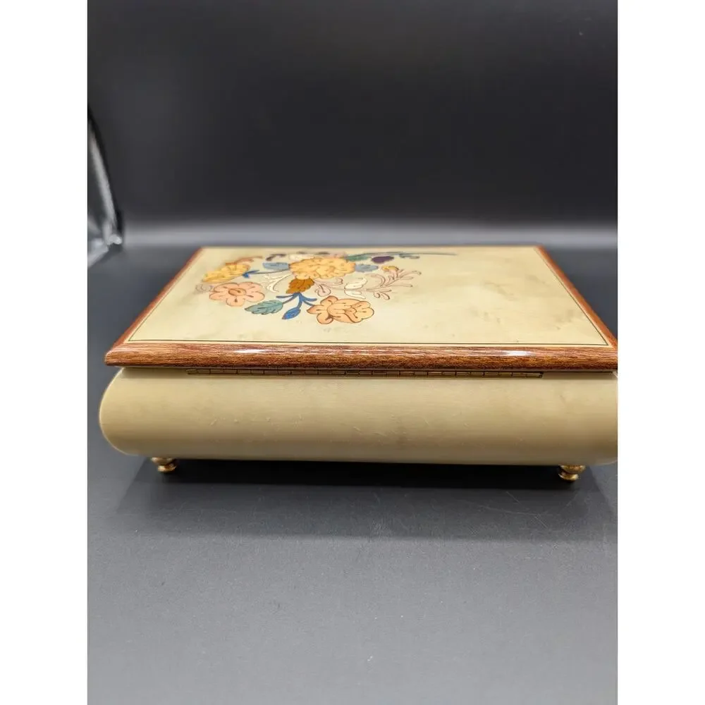 Italian Inlaid Wood Musical Jewelry Box